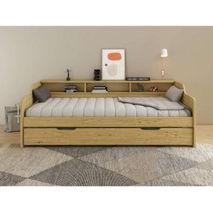 Home affaire Slaapbank REETE1, opbergruimte, functioneel bed, kinderbed, inclusief lade met planken, fsc gecertificeerd massief hout (dennen), landhuisstijl