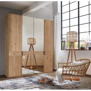 Opbergkast - Parsol-brons Spiegelglas - Bianco-imitatie-eiken - Elzen Imitatie