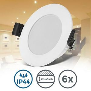 B.K.Licht Ledinbouwlamp BK_EL1570 LED inbouwspots IP44 set van 5 kunststof wit (6 stuks)