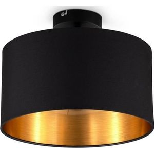 B.K.Licht Plafondlamp BK_SD1420 Plafondlamp, met stoffen kap, Ø30cm, zwart-goud, E27 (1 stuk)