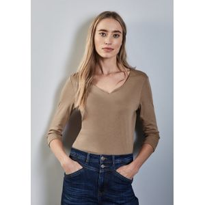 STREET ONE Shirt met lange mouwen met hartvormige halslijn