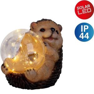 näve Led-solarlamp Egel leuke egel met verlichte bol in bruin/beige, warmwit licht (1 stuk)