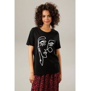 Aniston CASUAL T-shirt met artistiek hoofd van koord en borduurwerk