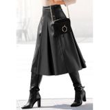 Lascana Imitatieleren rok in midi-lengte, hooggesneden plissérok, casual-chic