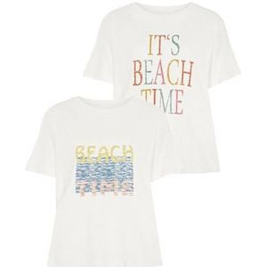 Beachtime T-shirt met twee verschillende prints (set, 2-delig)