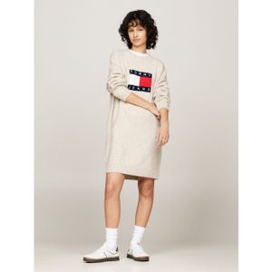 Tommy Jeans Curve Gebreide jurk TJW MLNGE FLAG SWEATER DRESS EXT in grote maten, met wolpercentage en elastaan, logo-vlag