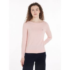 Tommy Hilfiger Gebreide trui CO JERSEY STITCH BOAT-NK SWEATER met tommy hilfiger-merklabel op de mouw