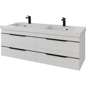 Saphir Wastafelonderkast Serie Balto Mineralmarmor-Waschtisch mit Unterschrank, 147,8 cm breit 147,8 cm met mineraal-marmeren wastafel en 4 lades (2-delig)