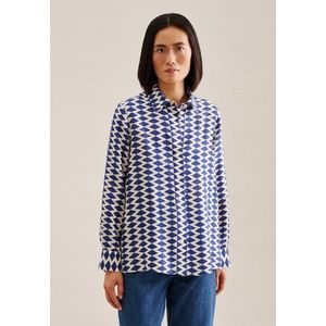 seidensticker Overhemdblouse Zwarte roos Lange mouwen kraag geometrische motieven