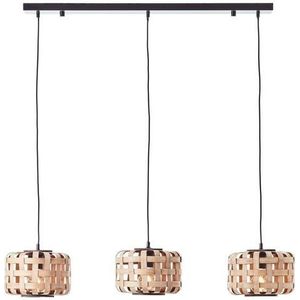 Brilliant Leuchten Hanglamp Woodline 146 x 25 x 104 cm, 3 x e27, kappen van bamboe, natuur/zwart (1 stuk)