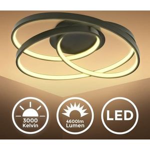 B.K.Licht Led-plafondlamp LED Frame-Deckenlampe, Ringleuchte, Schwarz, 3.000K