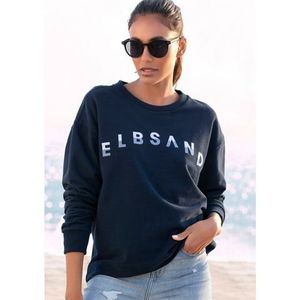 Elbsand Sweatshirt Sontje met flockprint aan de voorkant, sportief-casual