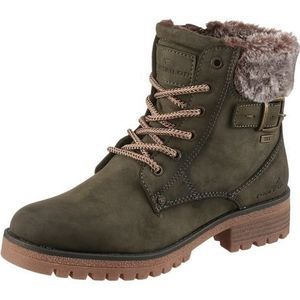 Tom Tailor Winterlaarzen blokhak, veterschoenen, winterlaarsjes, modieuze decoratieve gesp