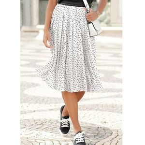 Lascana Plissérok met stippenprint, wijd model, midi rok, zomerrok