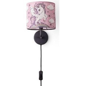 Paco Home Wandlamp Cosmo 213 Kinderlamp met âˆ…18cm eenhoorn regenboog kabellengte 3m E14