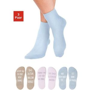 Arizona Wellness-sokken met antislip in de vorm van een spreuk (set, 3 paar)