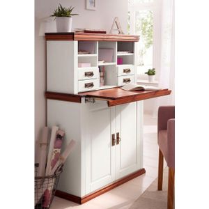 Bureau - Kersenhoutkleur - Wit - 89 cm Breedte - 37 cm Diepte - 122 cm Hoogte