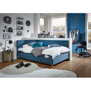 Cool - Kofferbed - Blauw - Gestoffeerd - Met USB-verbinding