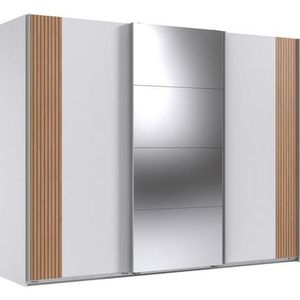 Wimex Zweefdeurkast Malaga 3-deurs kledingkast met akoestische panelen look en spiegel