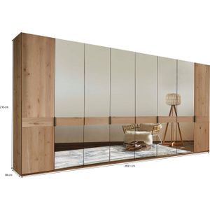 Kledingkast - Parsol-Brons Spiegelglas - Bianco-Imitatied-Eiken - Elzen Imitatie