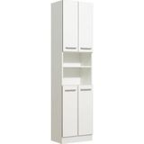 PELIPAL hoge kast Quickset 953 Breedte 50 cm, badkamerkast met voet, lade, open vakken, garnering in beton-look