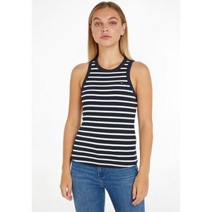 Tommy Hilfiger Geribde tanktop SLIM 5X2 RIB TANK TOP NS strapless elastische geribde top, ronde hals, staple piece, zwaar