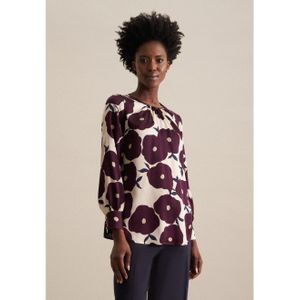 seidensticker Shirtblouse Zwarte roos Lange mouwen ronde hals print
