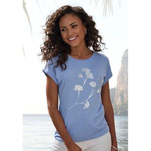 Lascana Shirt met korte mouwen Met glinsterende bloemenprint van elastische viscosekwaliteit