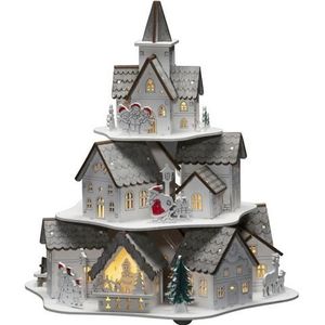 KONSTSMIDE Kersthuisje LED houten silhouet huisjes, wit, 10 warm witte diodes (1 stuk)