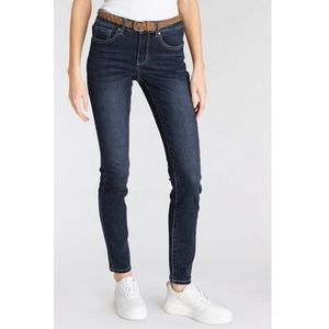 DELMAO Slim fit jeans met modieuze gevlochten riem --- nieuw merk! (set, 2-delig, Met riem)