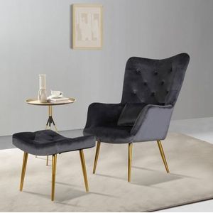 Home affaire Oorfauteuil LITZ in droomachtig fluweel, relaxstoel met poef,