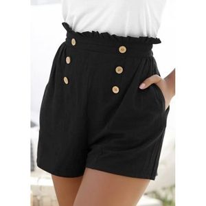 Lascana Short in paperbag stijl met brede tailleband en zakken, korte broek