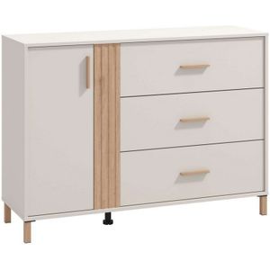 Home affaire Kast Belfort ladekast dressoir 3 laden en 1 deur 125x40x90, fsc-gecertificeerd houtmateriaal, trendkleur cashmere