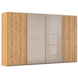rauch Schuifdeurkast Kledingkast kast garderobe slaapkamerkast SCALE-WOOD edel gesplitste front in massief takken eiken met glazen deuren made in germany