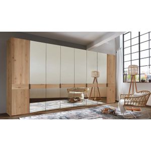Kledingkast - Parsol-Brons Spiegelglas - Bianco-Imitaties - Elzen Imitatie