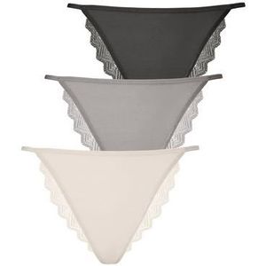 Lascana Brazilian slip met grafische kant achter (set, 3 stuks)