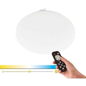 EGLO Led-plafondlamp FRANIA-A wit / ø30 x h5,5 cm / inclusief 1x led-plank (elk 12w, 1050lm, 2700-6500k) / cct kleurtemperatuurbediening - dimbaar - nachtlampfunctie - met afstandsbediening - plafondlamp - vloerlamp - slaapkamerlamp