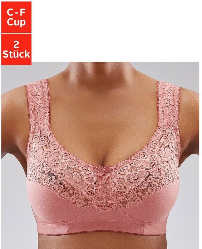 Petite fleur Steun-bh zonder beugels, met elegante kant, basic dessous (Set van 2)