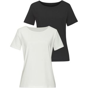 Lascana T-shirt Met ronde hals van elastische katoen-modal kwaliteit (Set van 2)