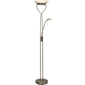 Brilliant Leuchten Staande ledlamp met uplight Ollie Leesarm, H 18 cm, dimbaar, 2500lm, warmwit, antiek messingkleur