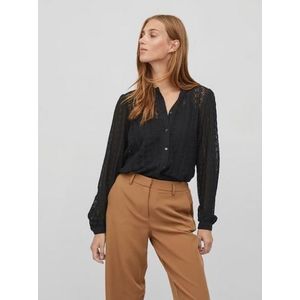 VILA Geweven Blouse VICHIKKA met Kant Zwart