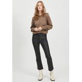 Object stretchbroek OBJBELLE MW 7/8 COATED FLARED PANT in trendy flared-stijl met chique coating