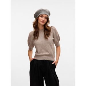Gebreide Pullover - O-hals - 2/4 Mouwen - Pofmouwen - Regular Fit
