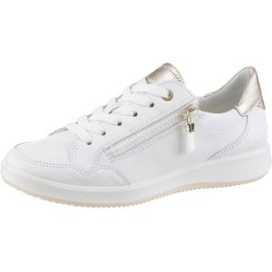 Ara - Roma - Sneakers - Wit/Platinakleur - Comfortabele Breedte H - Vetersluiting
