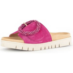 Gabor Slippers , plateau, zomerschoen, slippers met sierparels aan de decoratieve gesp
