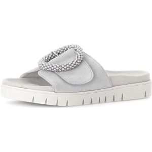 Gabor - Slippers - Lichtgrijs - Plateauhak - Klittenbandsluiting