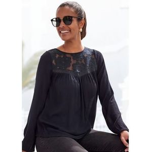 Buffalo Kanten blouse gemaakt van geweven viscose, zomers, boho-stijl