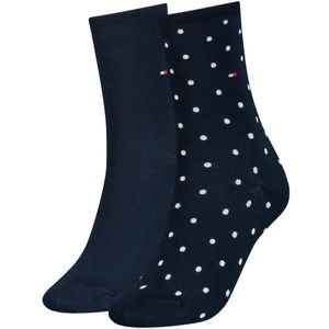 Tommy Hilfiger Sokken TH WOMEN SOCK DOT 2P met fijn ribborde en logo-borduursel (2 paar)