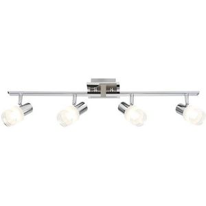 Brilliant Leuchten LED plafondspot Lea Ledspotrail 4 fittingen ijzer/chroom/wit, E14 max. 4W, draaibaar, zilver