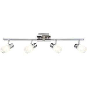 Brilliant Leuchten Led-plafondspot Lea Ledspotrail 4 fittingen ijzer/chroom/wit, E14 max. 4W, draaibaar, zilver